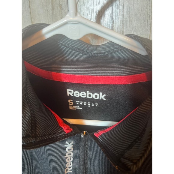 Reebox Speedwick Quarter Zip Active Pullover Shirt Mens‎ Small Black Striped - Picture 4 of 4
